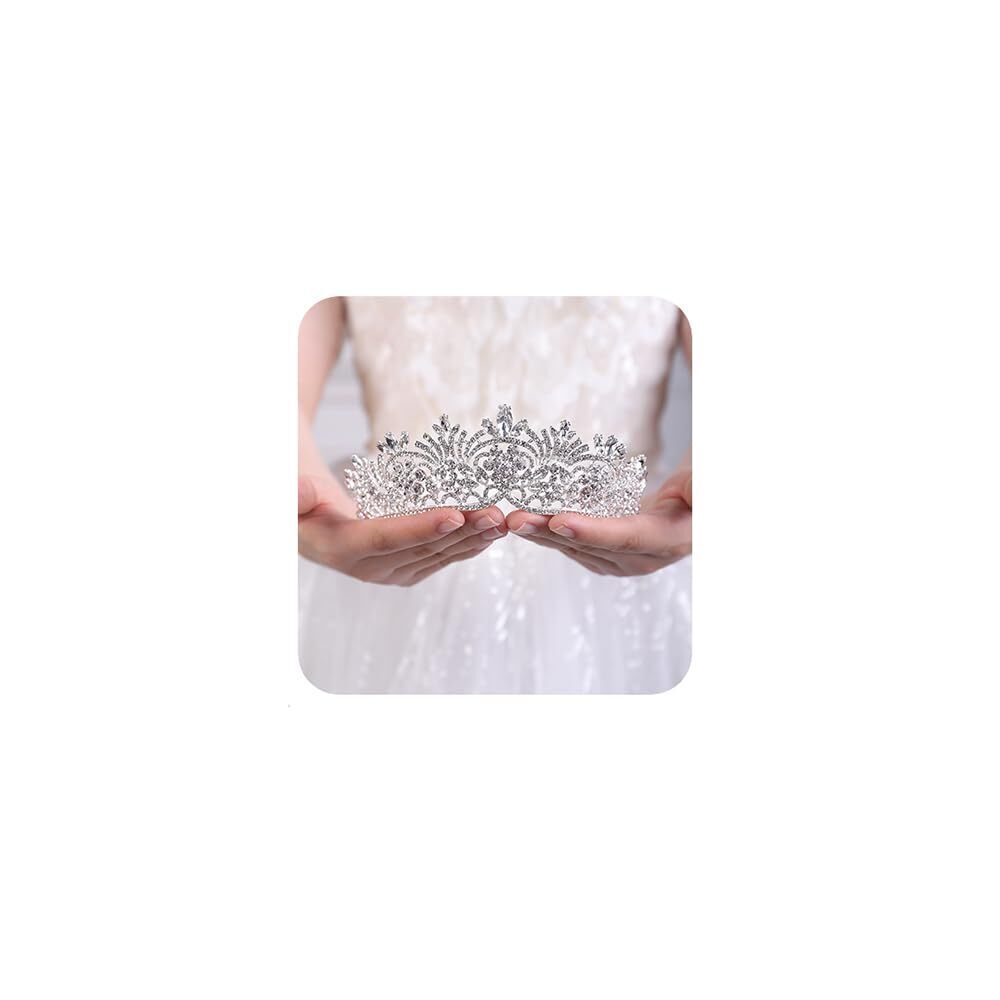 5385 Bridal Crystal Wedding Tiara Crown for Brides and Bridesmaids Silver